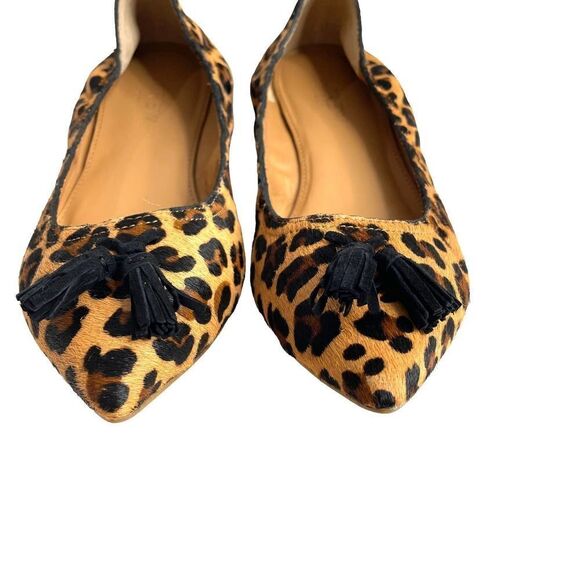 J. Crew Calf hair leopard tassel stretch flats Sz 7 Item J7004 - Picture 4 of 6